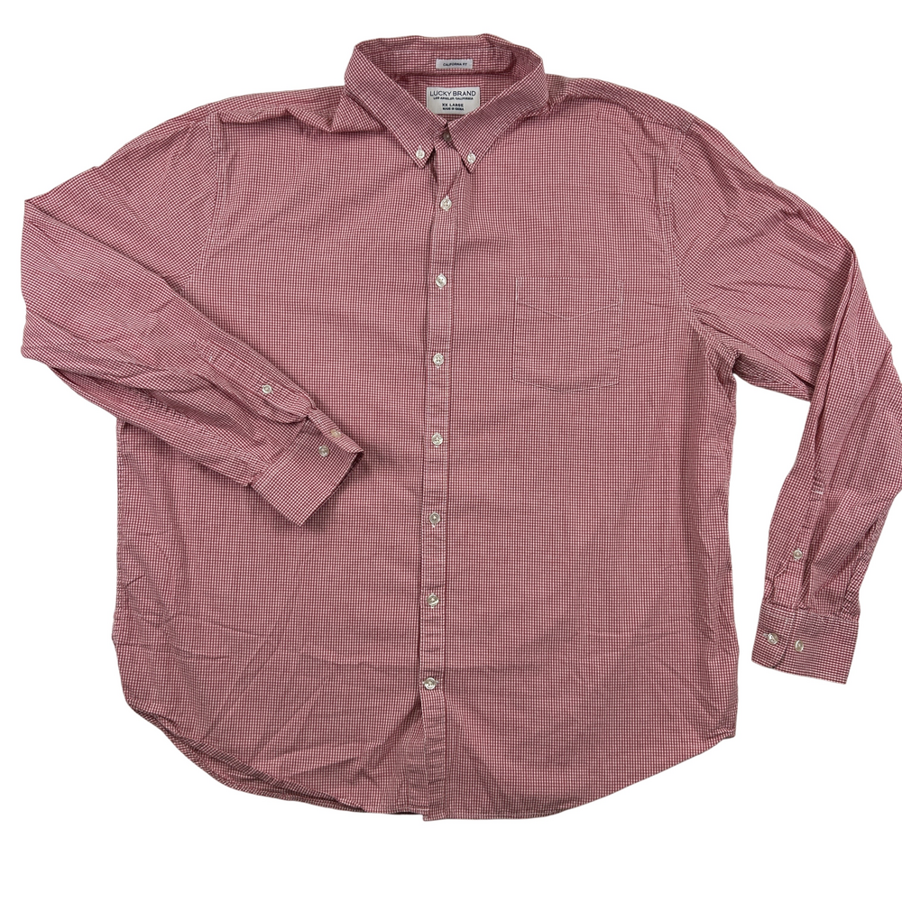 Lucky Brand Shirt Mens 2XL Red Check Button Down Long Sleeve Casual